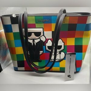 Karl Lagerfeld Colorful Checkered Tote